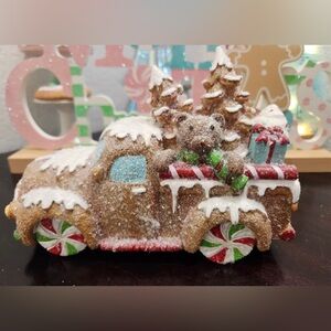 Festive Brown Holiday Truck with Gifts and Trees